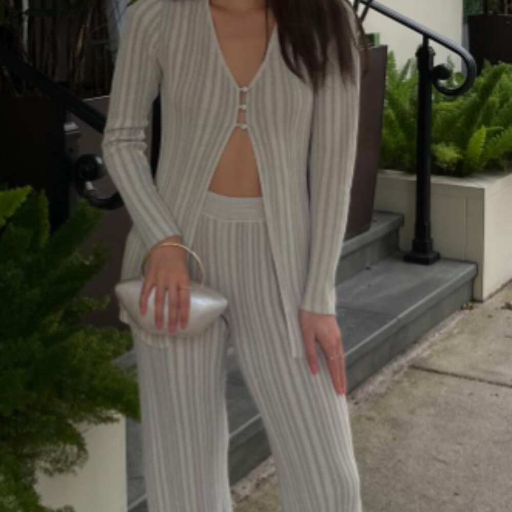 House of Harlow 1960 Striped Glitter Accents Pant Set